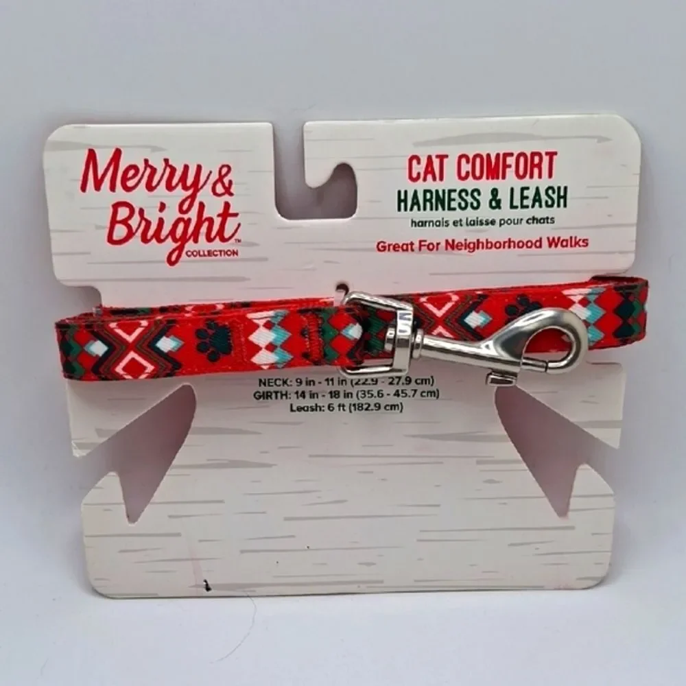 Cat Leash Red Atzec Holiday Leash